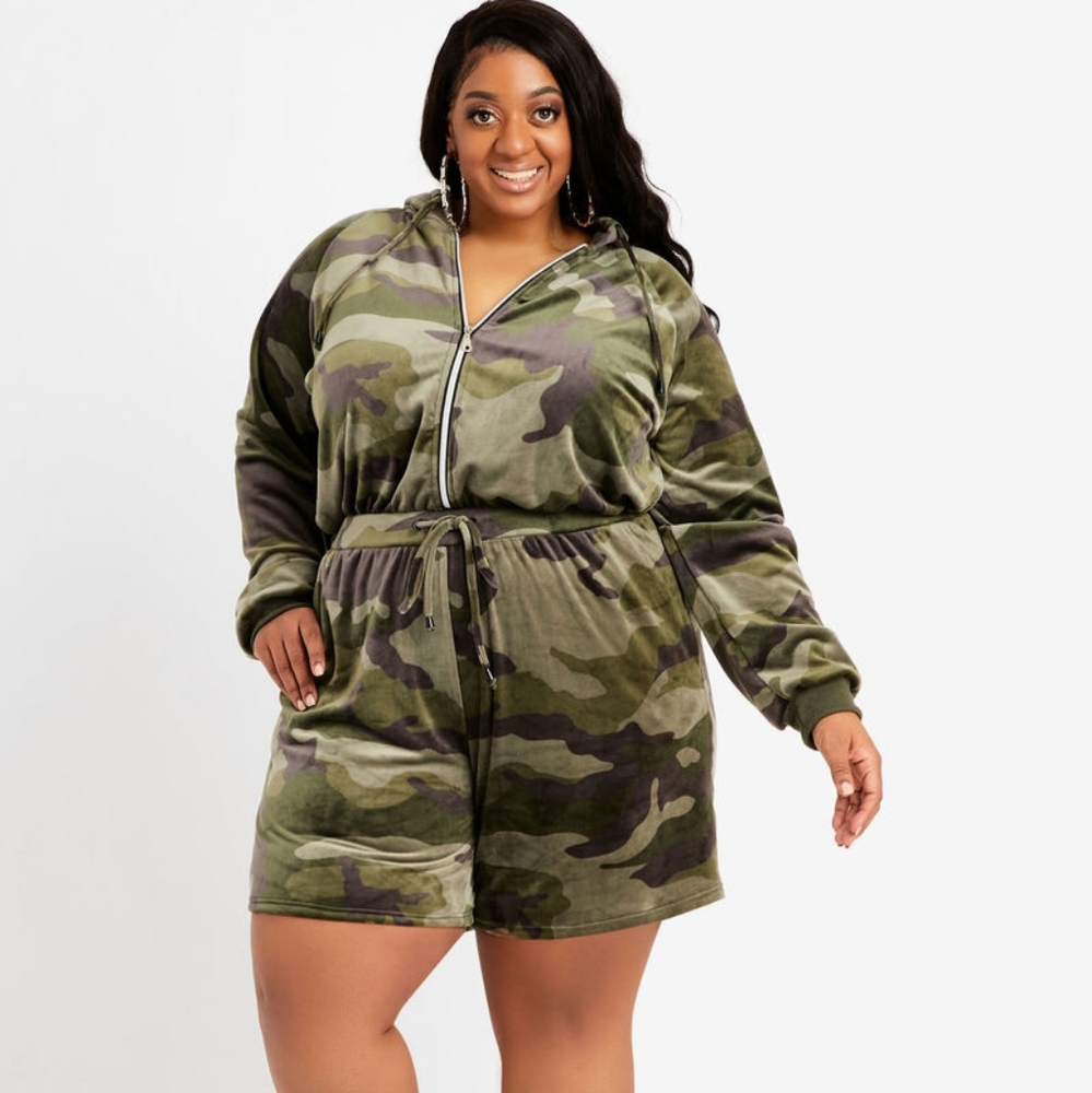 CAMO VELOUR HOODIE ROMP